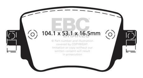 Plaquettes de frein arrière EBC 15-19 Volkswagen GTI 2.0T Redstuff