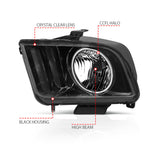 Phares en cristal ANZO 2005-2009 Ford Mustang avec halo noir (CCFL)