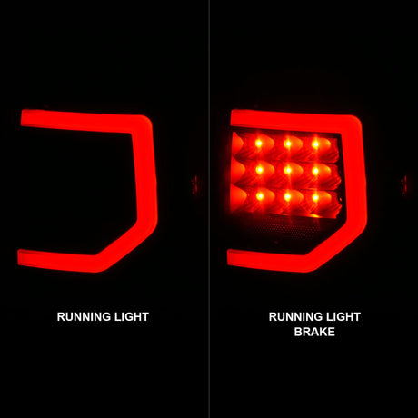 Feux arrière à LED Anzo 07-11 Toyota Tundra avec boîtier noir et lentille fumée G2 (avec barres lumineuses C)