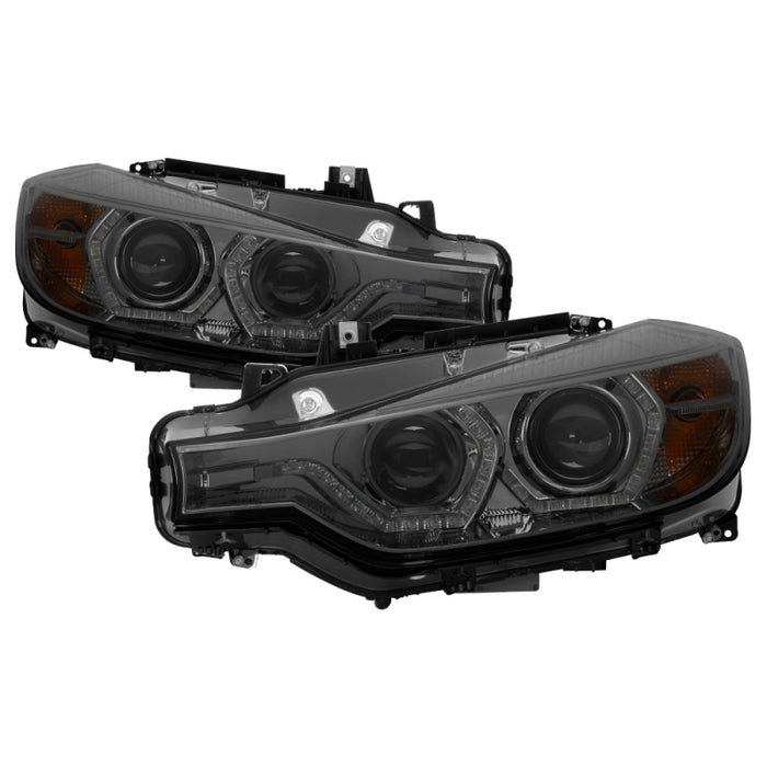 Phares de projecteur Spyder 12-14 BMW F30 Série 3 4DR - LED DRL - Fumée (PRO-YD-BMWF3012-DRL-SM)