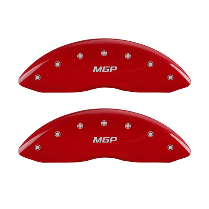 MGP Front set 2 Caliper Covers Engraved Front MGP Red finish silver ch