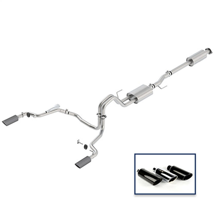 Système d'échappement sport Cat-Back Ford Racing 15-18 F-150 5.0L - Embouts en fibre de carbone pour sortie arrière