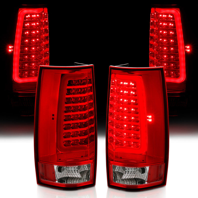 Feu arrière à LED ANZO 2007-2014 Chevy Tahoe style planche chromée avec lentille rouge/transparente