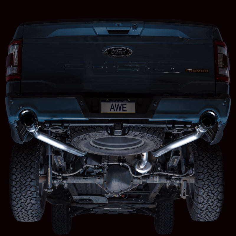 AWE Tuning 2021+ Ford F-150 Tremor (avec découpes de pare-chocs) 0FG Catback non résonné - Embouts noirs diamantés