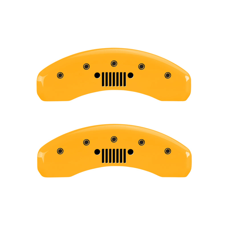 Couvre-étriers MGP 4 gravés à l'avant JEEP Logo de calandre JEEP gravé à l'arrière Finition jaune noir ch