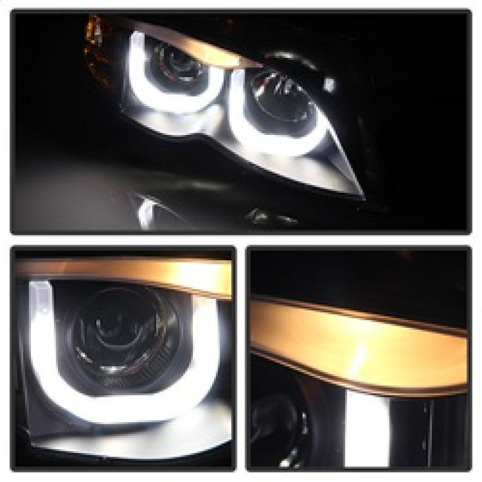 Phares de projecteur Spyder BMW E46 Série 3 02-05 4DR 1 pièce 3D Halo Blk PRO-YD-BMWE4602-4D-3DDRL-BK