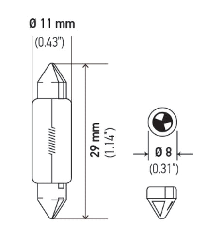 Ampoule Hella 6428 12V 3W SV7-8 T2.25 8x28mm