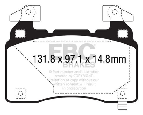 Plaquettes de frein avant Bluestuff EBC 14+ pour Chevrolet Corvette Stingray (C7) 6.2 (pack performance Z51)