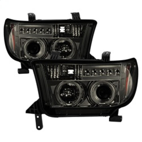Phares de projecteur Spyder Toyota Tundra 07-13 LED Halo LED Smke PRO-YD-TTU07-HL-SM