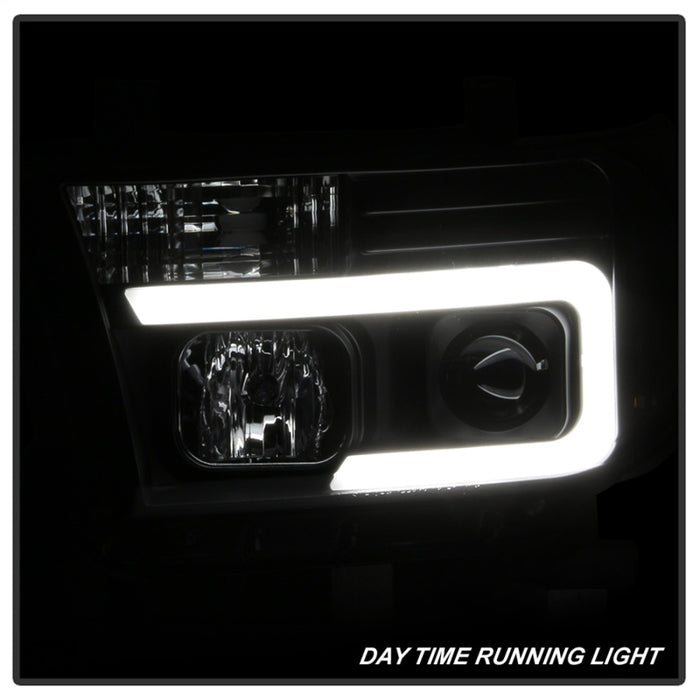 Phares de projecteur Spyder 08-13 Toyota Sequoia - Barre lumineuse DRL - Noir PRO-YD-TTU07V2-LB-BK