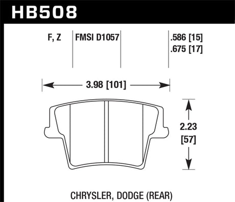 Plaquettes de frein arrière pour Chrysler 300 HPS 5.0 Hawk 05-14