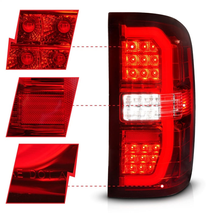 Feux arrière à LED ANZO 14-18 GMC Sierra 1500 Rouge/Clair