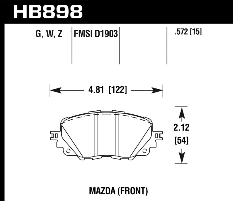 Plaquettes de frein avant Hawk 17-19 Fiat 124 Spider DTC-60