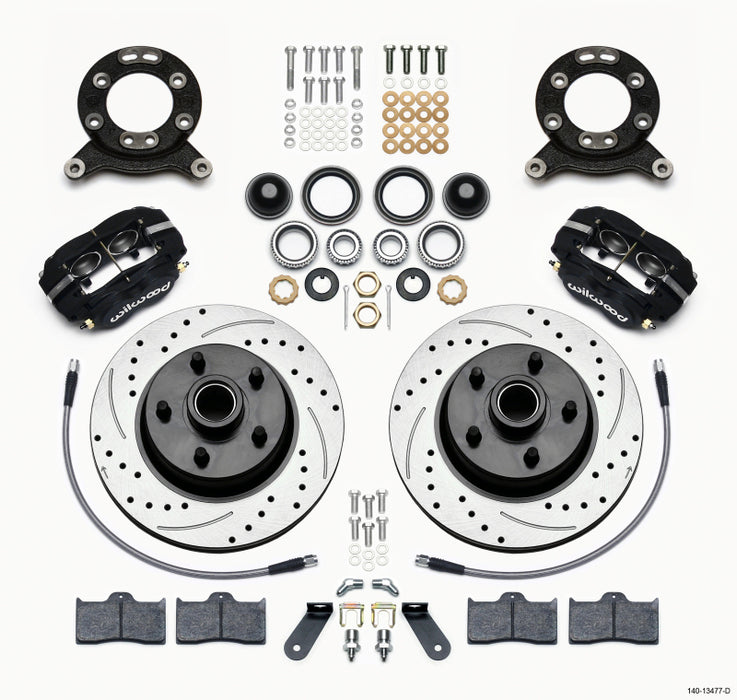 Kit avant Wilwood Forged Dynalite-M 11,30 pouces 1 pièce Rotor et moyeu-Drill 70-73 Mustang Disque et axe de tambour