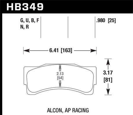 Plaquettes de frein arrière de course Hawk AP Racing/Alcon Acure/Honda DTC-70