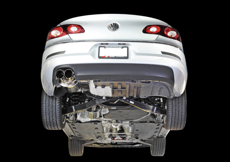Echappement hautes performances AWE Tuning VW CC 2.0T Touring Edition - Embouts chromés argentés