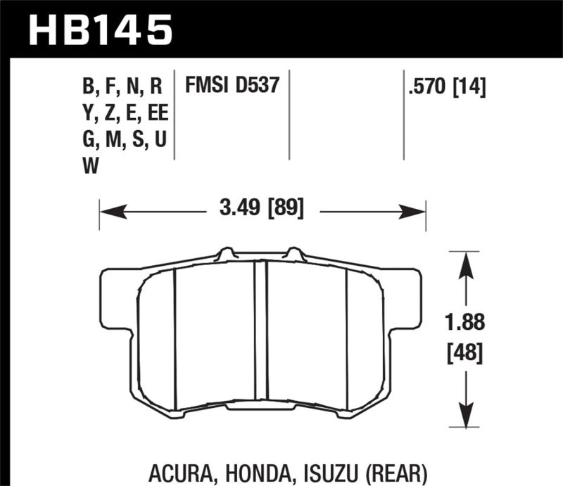 Plaquettes de frein arrière Hawk 02-06 Acura RSX / 02-11 Honda Civic Si / 00-09 S2000 DTC-70 Race