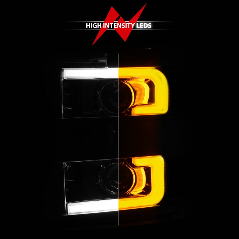 Phares de projecteur ANZO 15-17 Chevrolet Silverado 2500HD / 3500HD Chrome avec jante chromée