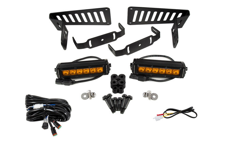 Kit de support LED pour capot de Jeep JL Wrangler/Gladiator SS6 18-21 Diode Dynamics - Conduite ambrée