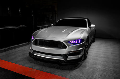 Phares à DEL Dynamic ColorSHIFT pour Ford Mustang 18-23 d'Oracle Lighting - Série noire VOIR LA GARANTIE