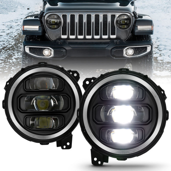 ANZO 2018-2019 Jeep Wrangler Full LED Projecteur H.L Noir