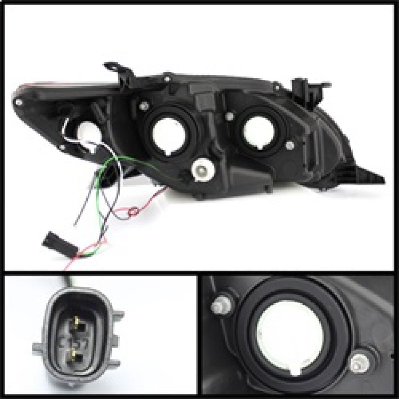 Phares de projecteur Spyder Toyota Corolla 11-13 Modèle halogène uniquement - DRL LED Blk PRO-YD-TC11-DRL-BK