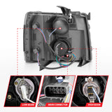 ANZO 2007-2013 Chevrolet Silverado 1500 Projecteur avec barre lumineuse Boîtier chromé avec séquentiel