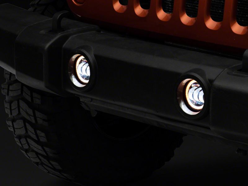 Feux antibrouillard à LED Halo de la série Axial de Raxiom 07-23 pour Jeep Wrangler JK et JL - Ambre
