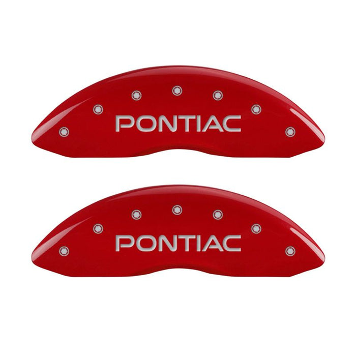 MGP 4 Caliper Covers Engraved Front Pontiac Rear Arrow Red Finish Silver Char 04 Pontiac Bonneville