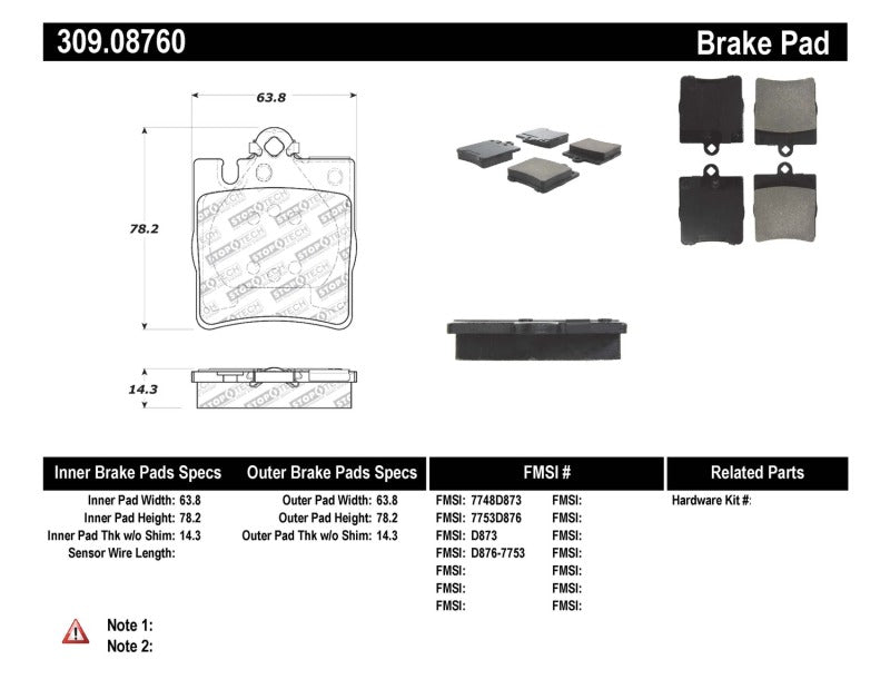 Plaquettes de frein StopTech Performance