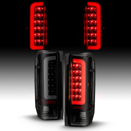 Feux arrière à LED ANZO 1987-1996 Ford F-150 Boîtier noir Lentille fumée (paire)