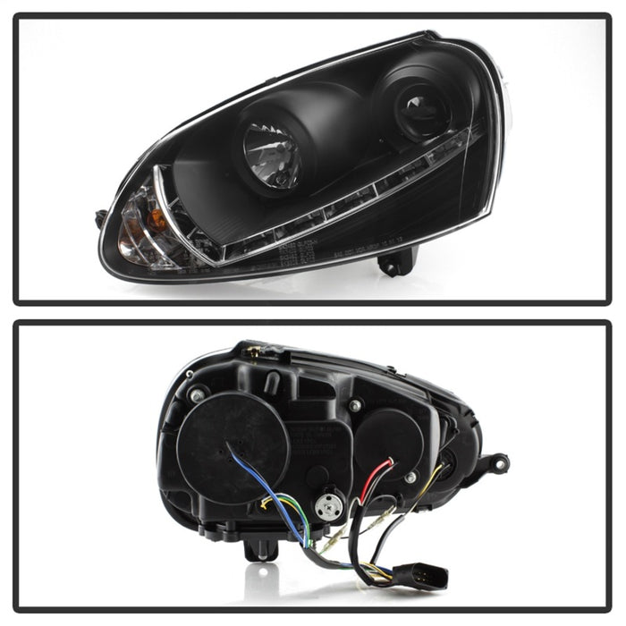 Spyder Volkswagen GTI 06-09/Jetta 06-09 Modèle Xénon/HID uniquement - DRL Noir PRO-YD-VG06-HID-DRL-BK