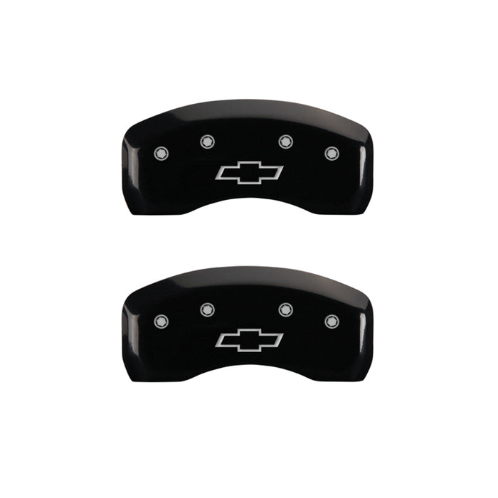 MGP 4 Caliper Covers Engraved Front & Rear Bowtie Black finish silver ch