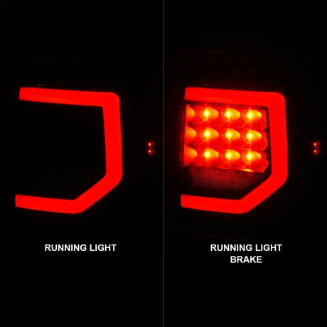 Feux arrière à LED Anzo 07-11 Toyota Tundra avec boîtier noir et lentille transparente G2 (avec barres lumineuses C)