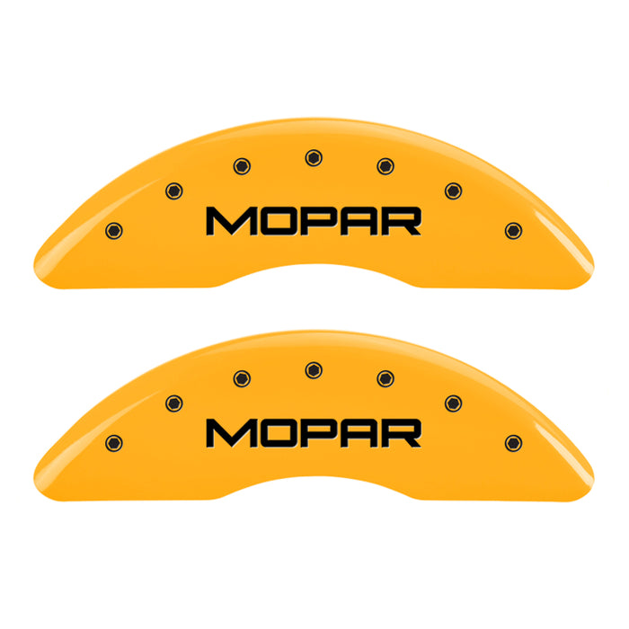 MGP 4 Caliper Covers Engraved Front & Rear Mopar Yellow Finish Black Char 2010 Dodge Ram 2500