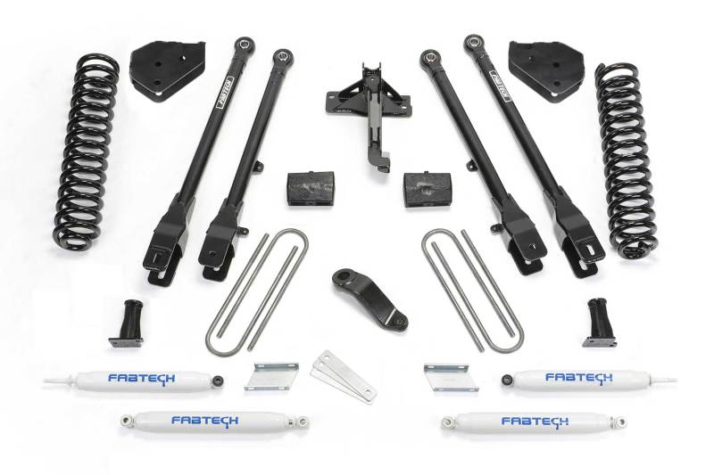 Système Fabtech 17-21 Ford F250/F350 4WD à essence 4 pouces 4Link avec bobines et amortisseurs de performance