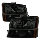 xTune Chevy Silverado 2500HD 03-06 Crystal Headlights w/ Bumper Lights HD-JH-CSIL03-AM-BSM-SET