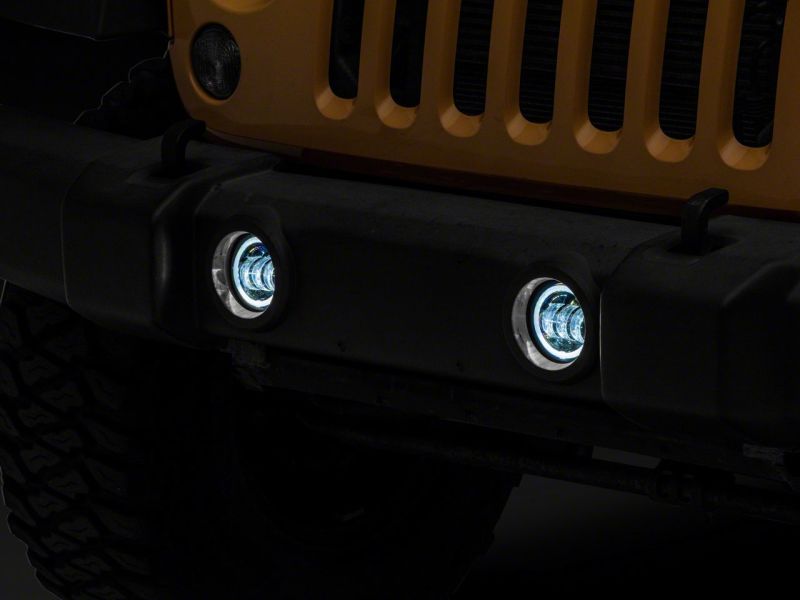 Feux antibrouillard à LED Halo de la série Axial Jeep Wrangler JK 07-18 de Raxiom - Ambre