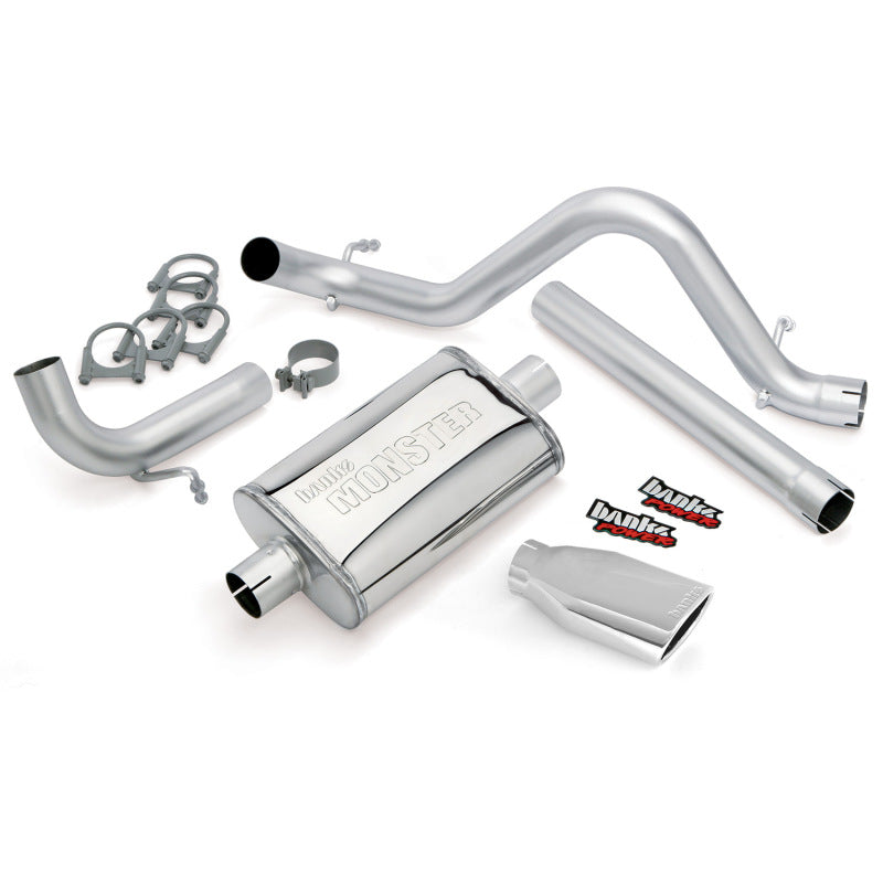 Banks Power 12-15 Jeep 3.6L Wrangler (Tous) - Système d'échappement Monster 4 portes - Échappement simple SS avec embout chromé