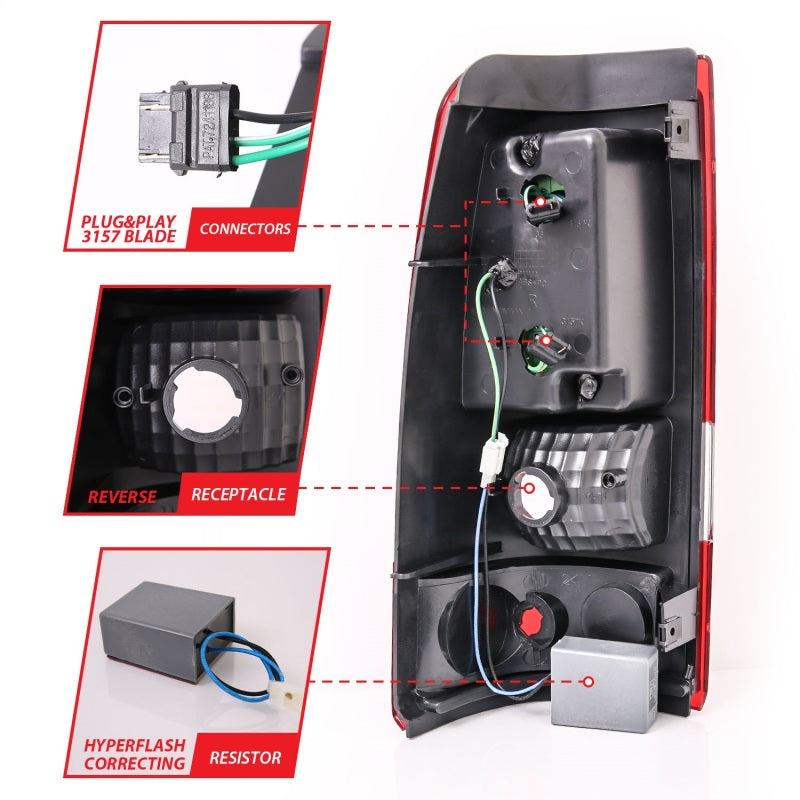 Feux arrière à LED ANZO 2003-2006 Chevrolet Silverado 1500 Rouge/Clair