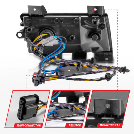 Marqueurs latéraux à LED ANZO 2018-2021 Jeep Wrangler, boîtier chromé, lentille transparente avec signal séquentiel