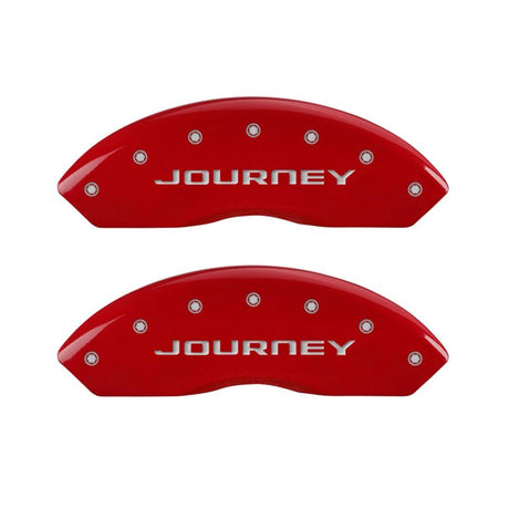 MGP 4 Caliper Covers Engraved Front & Rear With out stripes/Journey Red finish silver ch