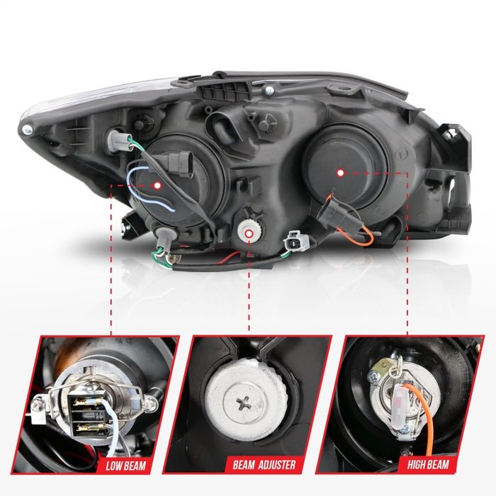 Phares de projecteur ANZO 2005-2010 Scion TC avec halo chromé (CCFL)