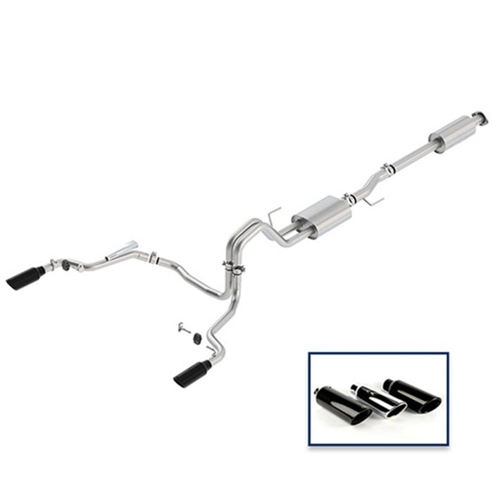 Système d'échappement sport Cat-Back Ford Racing 15-18 F-150 5.0L - Sortie arrière - Embouts chromés noirs