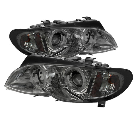 Phares de projecteur Spyder BMW E46 Série 3 02-05 4DR 1 pièce LED Halo Smke PRO-YD-BMWE4602-4D-AM-SM