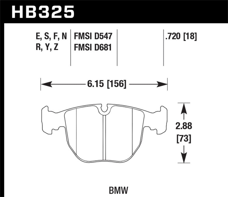 Plaquettes de frein avant Hawk 04-06 BMW X5 3.0i/4.4i HPS 5.0 Street