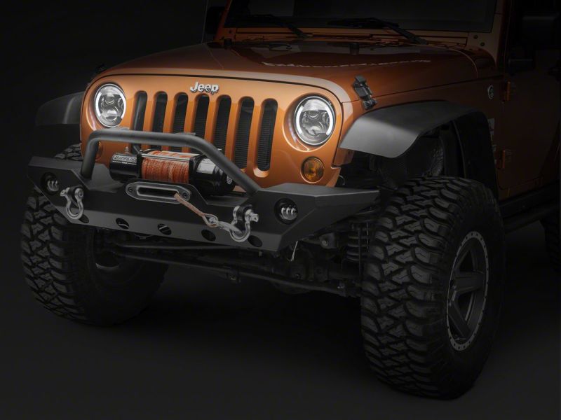 Phares à 6 LED Raxiom 97-18 Jeep Wrangler TJ &amp; JK avec halo partiel - Boîtier noir (lentille transparente)