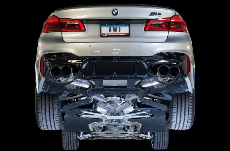AWE Tuning 18-19 BMW F90 M5 SwitchPatch Cat-Back Exhaust - Embouts Black Diamond