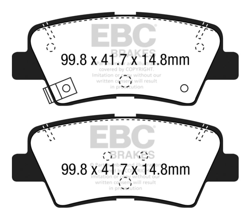 Plaquettes de frein arrière EBC 15+ Hyundai Sonata 1.6 Turbo (frein de stationnement électrique) Ultimax2
