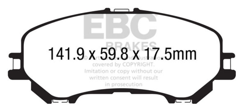 Plaquettes de frein avant Greenstuff EBC 14+ Nissan Rogue 2.5 2 rangées de sièges